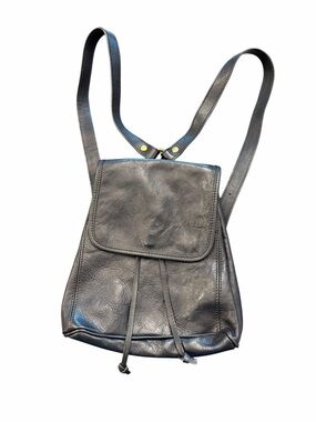 Florence Vera Pelle Italian Pebbled Leather Backpack Purse Handbag Black Small